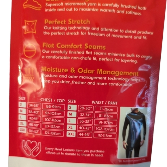 NWT Heat Lockers Men's Black Thermal Long Sleeve Crew Various Sizes - Picture 6 of 8